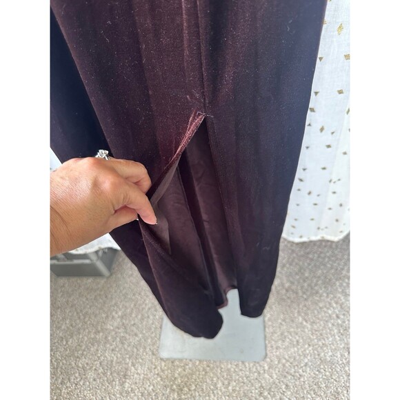 Vintage Asian Inspired Sequin Intricate Beading Chocolate Brown Velvet Dress S - Picture 3 of 4